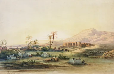 Tal des Nils mit den Ruinen des Tempels von Seti I., 1844